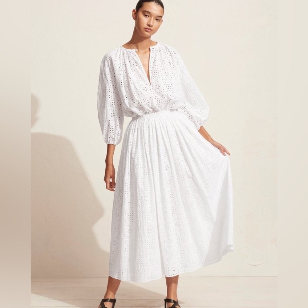 Matteau White Eyelet Midi Dress